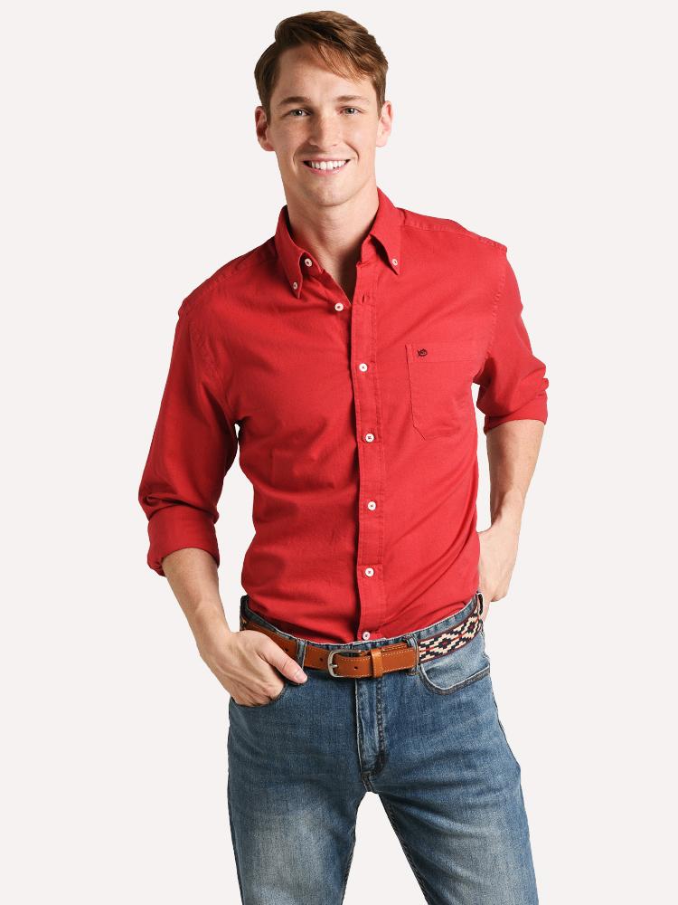 Southern Tide Men's Long Sleeve Garment Dyed Oxford Sport Shirt - Saint Bernard