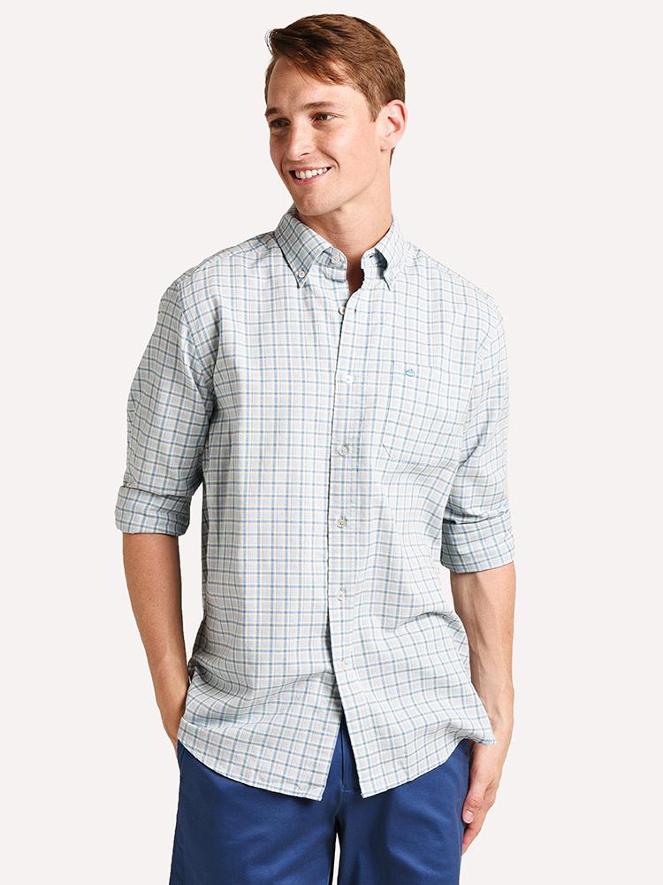 Southern Tide Men's Trim Fit El Estero Plaid Oxford Sport Shirt - Saint Bernard