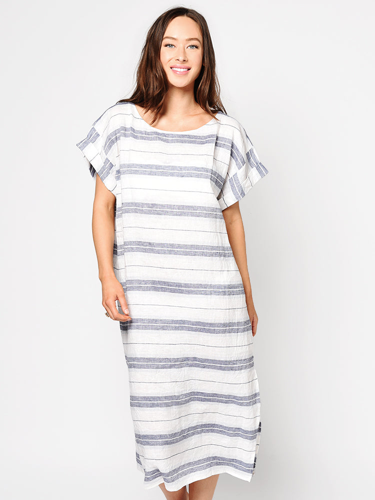 Seafolly Women’s Spirit Animal Linen Stripe Midi Cover-Up - Saint Bernard