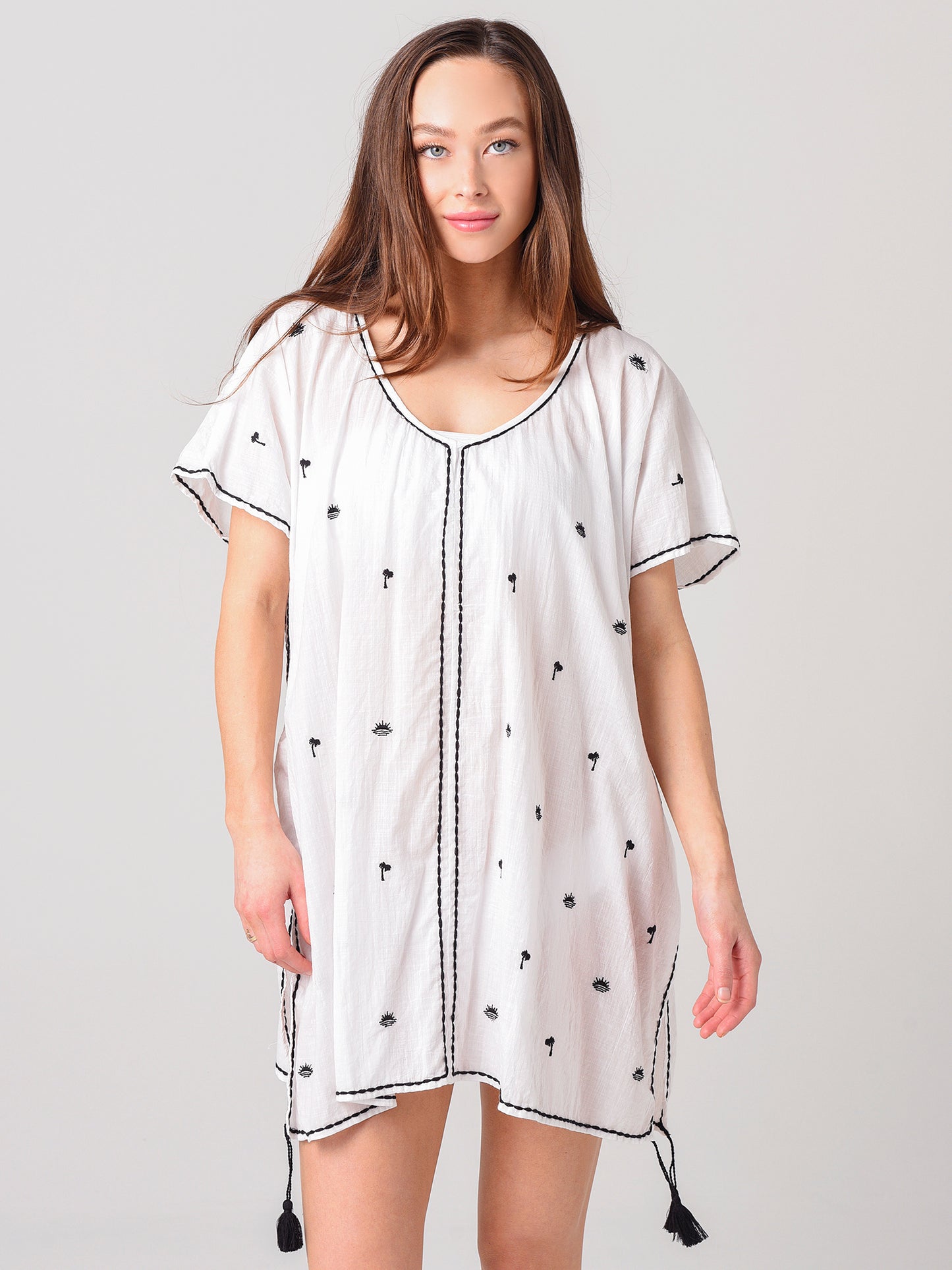 Seafolly Women's Palms Embroidery Kaftan Cover-Up - Saint Bernard