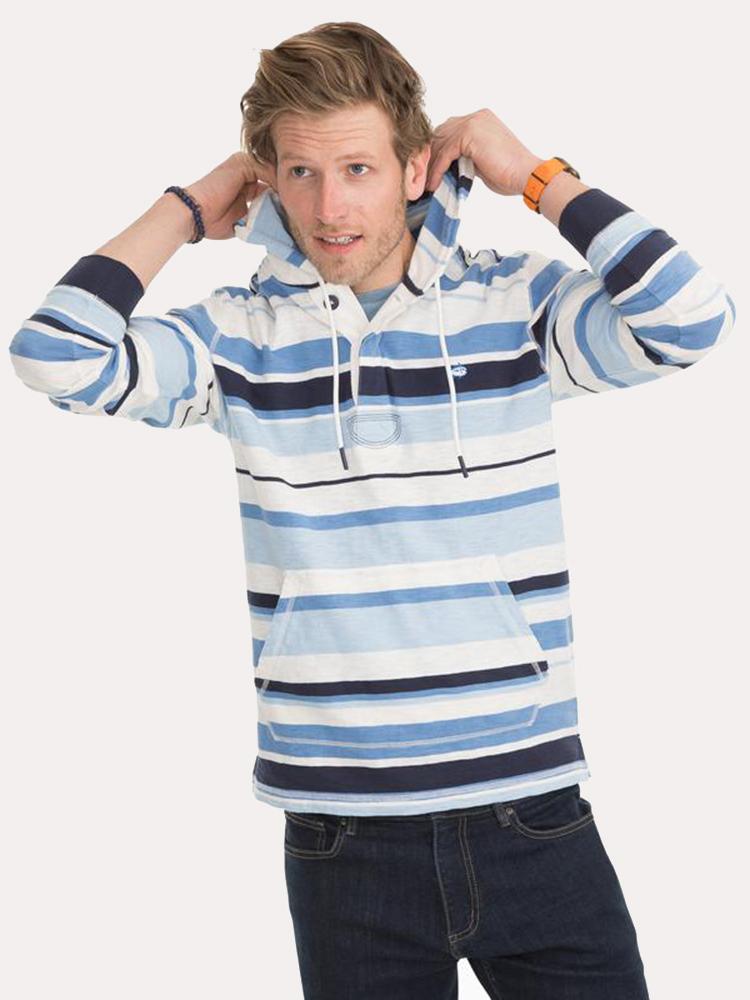 Southern Tide Men's Baja Striped Pullover Hoodie - Saint Bernard