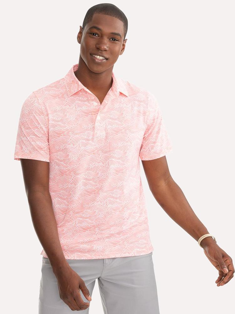 Southern Tide Men's Reyn Spooner Wave Print Performance Polo - Saint Bernard