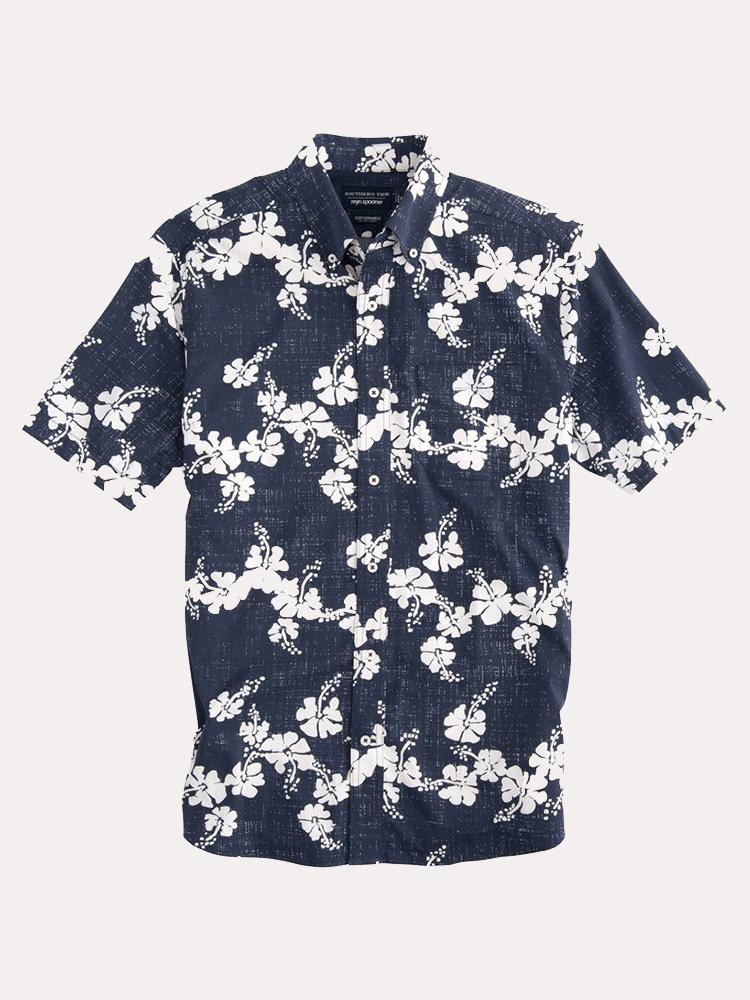 Southern Tide Reyn Spooner Aloha Intercoastal Performance Short Sleeve Shirt - Saint Bernard