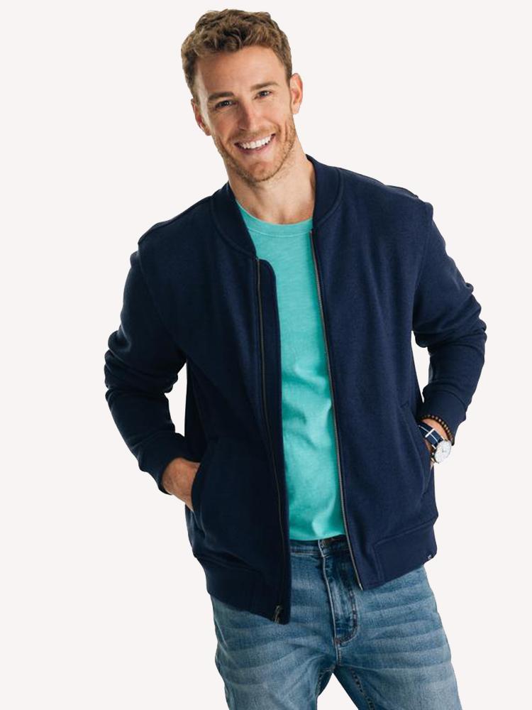 Southern Tide Men's Samson Peak Sweater Fleece Bomber Jacket - Saint Bernard