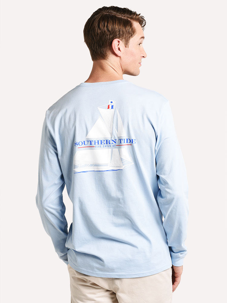 Southern Tide Men's Five Sails Up Long Sleeve Tee - Saint Bernard