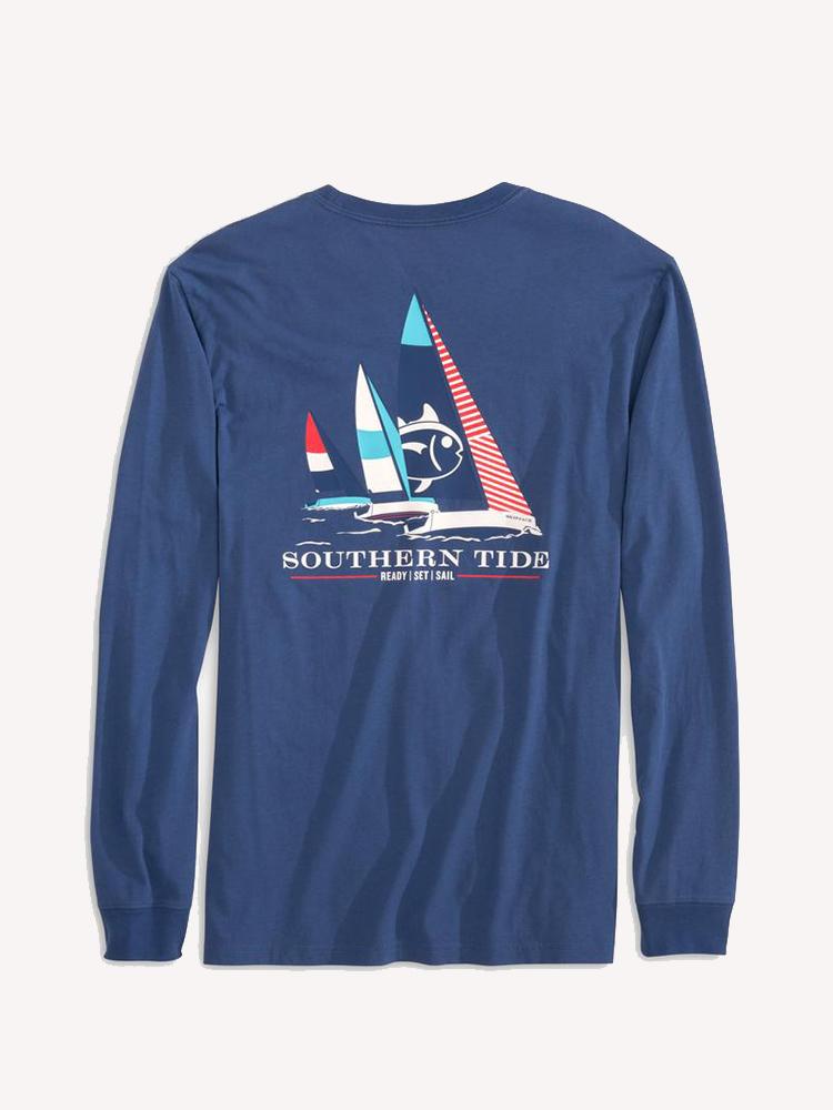 Southern Tide Men's Long Sleeve Ready, Set, Sail T-Shirt - Saint Bernard