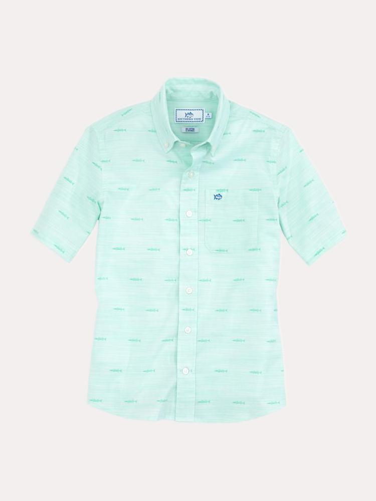 Southern Tide Boys' Seagrass Short Sleeve Sport Shirt - Saint Bernard