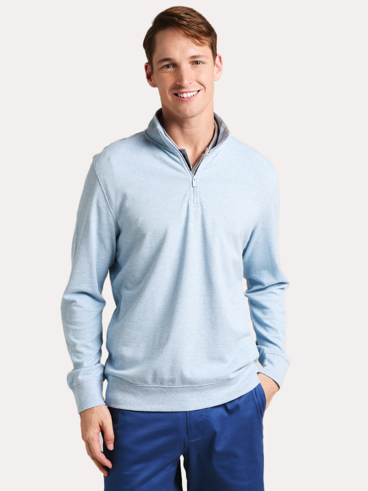 Southern Tide Men's Skipjack Pique Quarter Zip Pullover - Saint Bernard