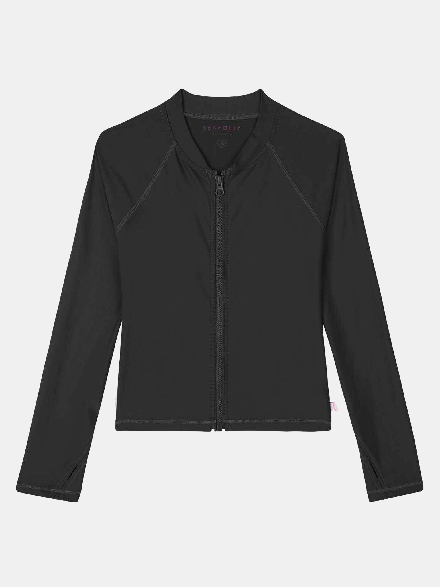 Seafolly Girls' Summer Essentials Long-Sleeve Zip-Front Rashie Top - Saint Bernard