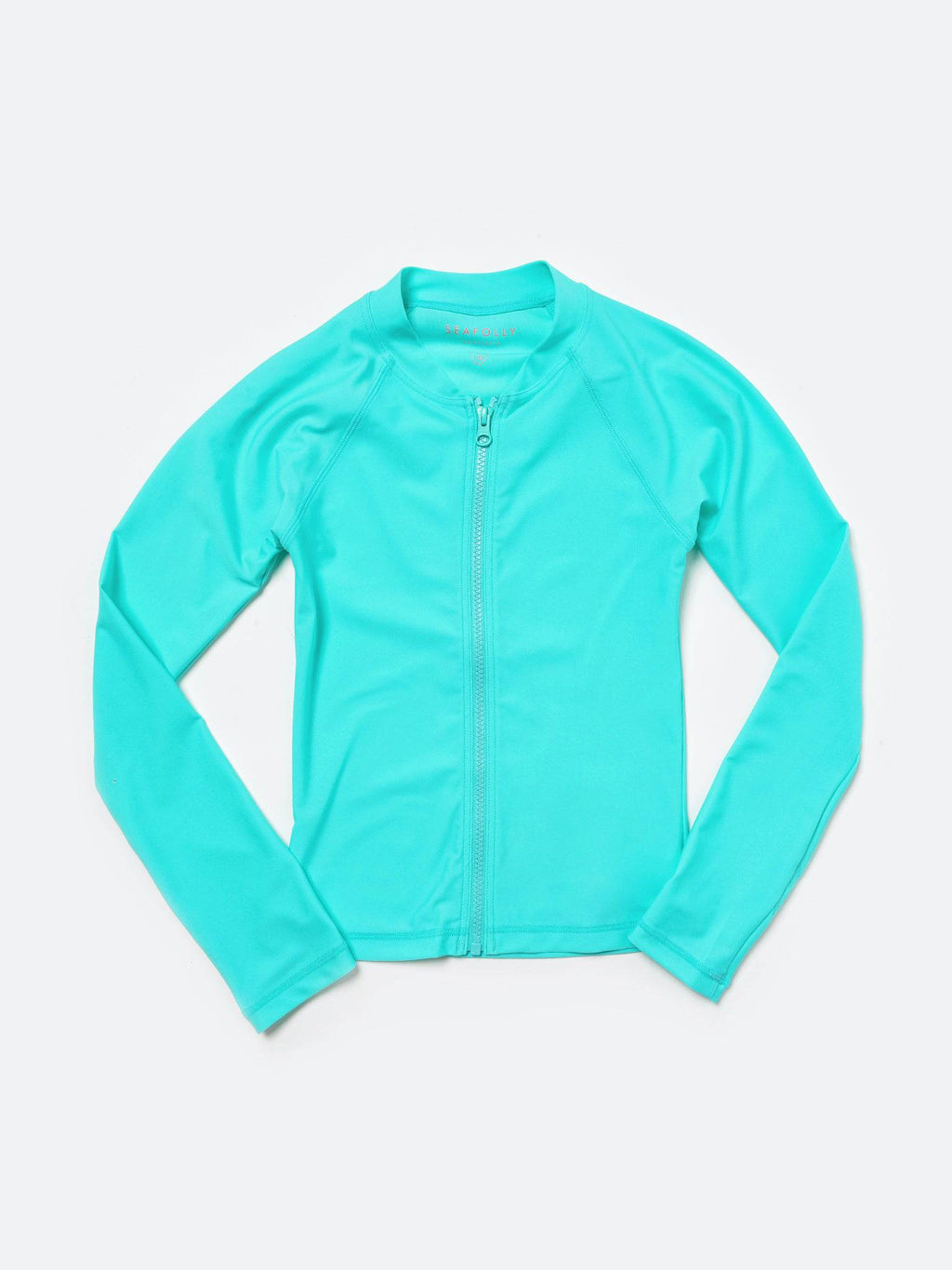 Seafolly Girl's Summer Essentials Long Sleeve Zip Front Rashie - Saint Bernard