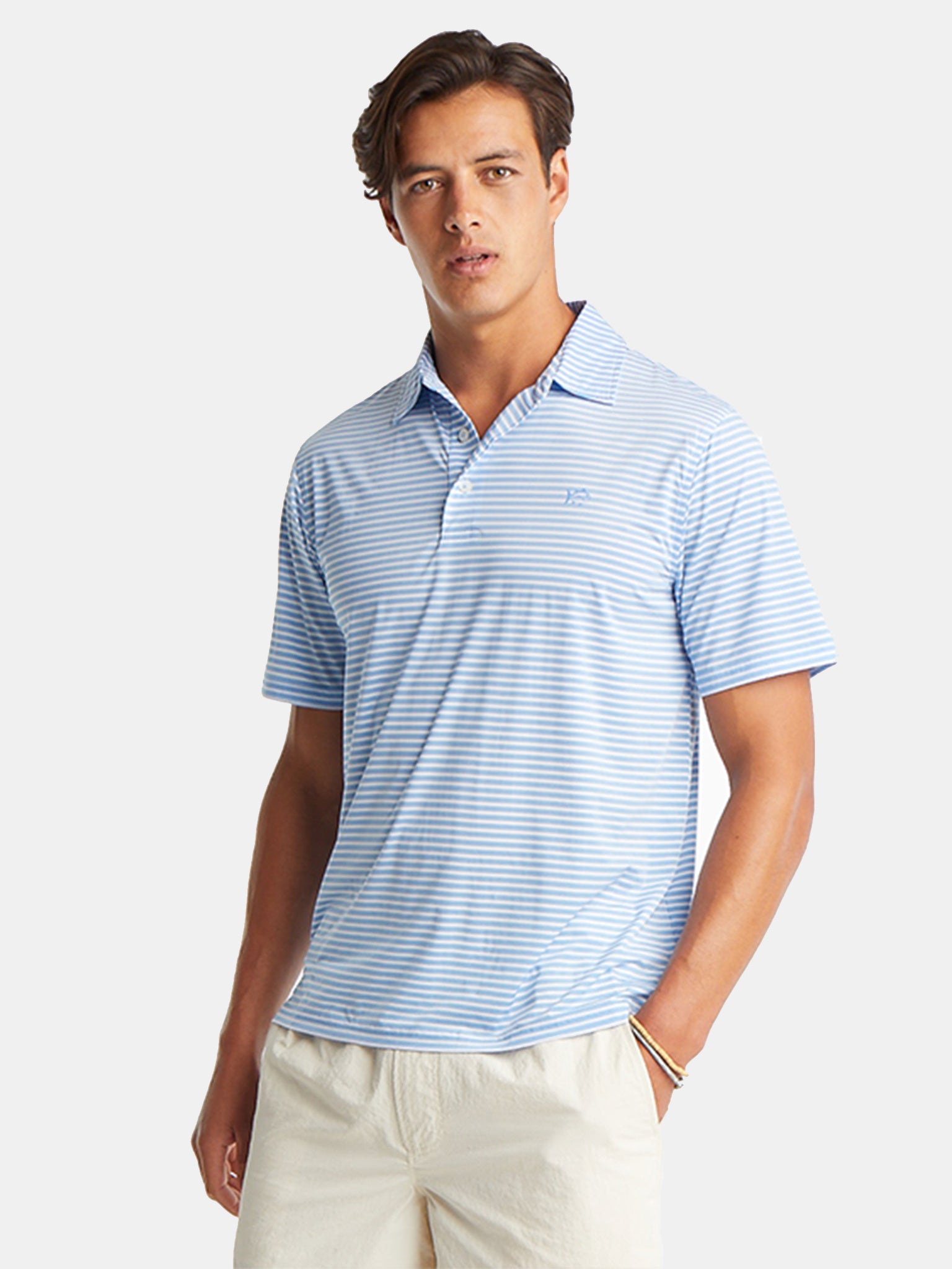 Southern Tide Men's Bimini BRRR® Striped Performance Polo Shirt - Saint Bernard