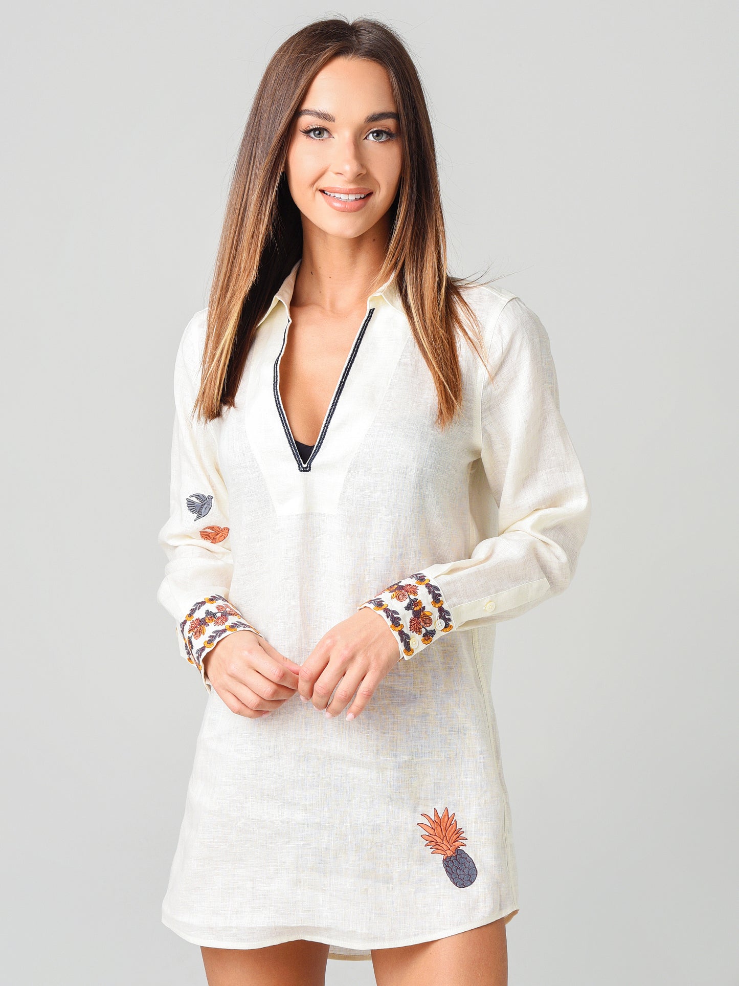 Tory Burch Women's Embroidered Beach Shirt Cover-Up