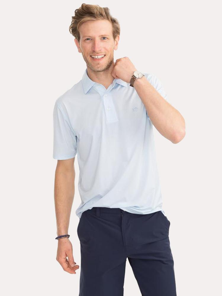 Southern Tide Men's Haig Point BRRR Performance Striped Polo Shirt - Saint Bernard