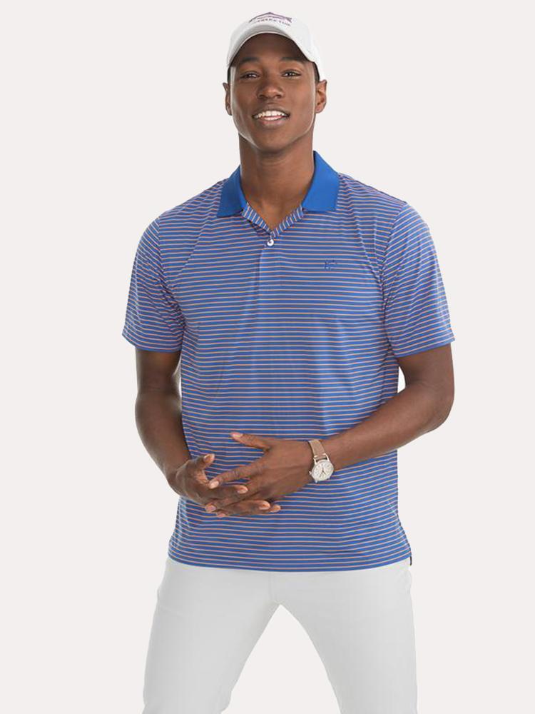 Southern Tide Men's Barrier Stripe Performance Polo - Saint Bernard