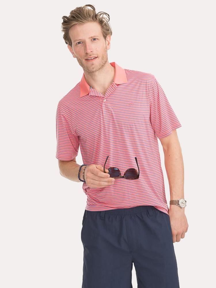 Southern Tide Men's Barrier Stripe Performance Polo - Saint Bernard