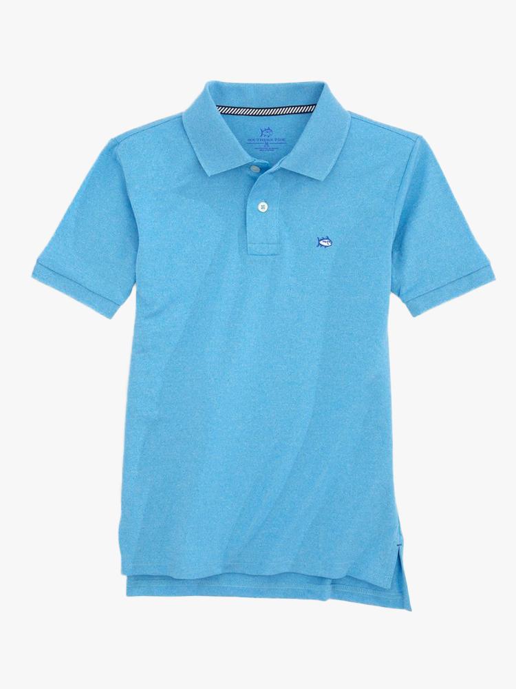Southern Tide Boys' Lil Jack Heathered Performance Pique Polo - Saint Bernard