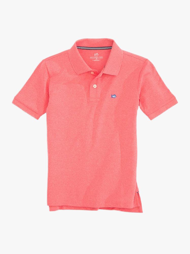 Southern Tide Boys' Lil Jack Heathered Performance Pique Polo - Saint Bernard