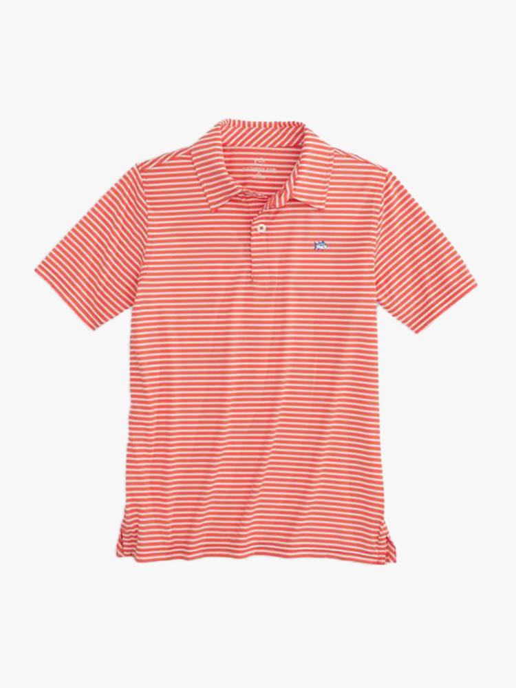 Southern Tide Boys' Bimini Stripe Performance Polo - Saint Bernard