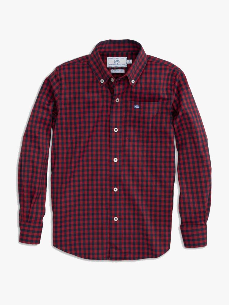 Southern Tide Boys’ Donner Intercoastal Gingham Shirt - Saint Bernard