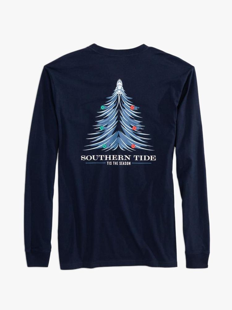 Southern Tide Men's Long Sleeve Waves Tree Tee - Saint Bernard