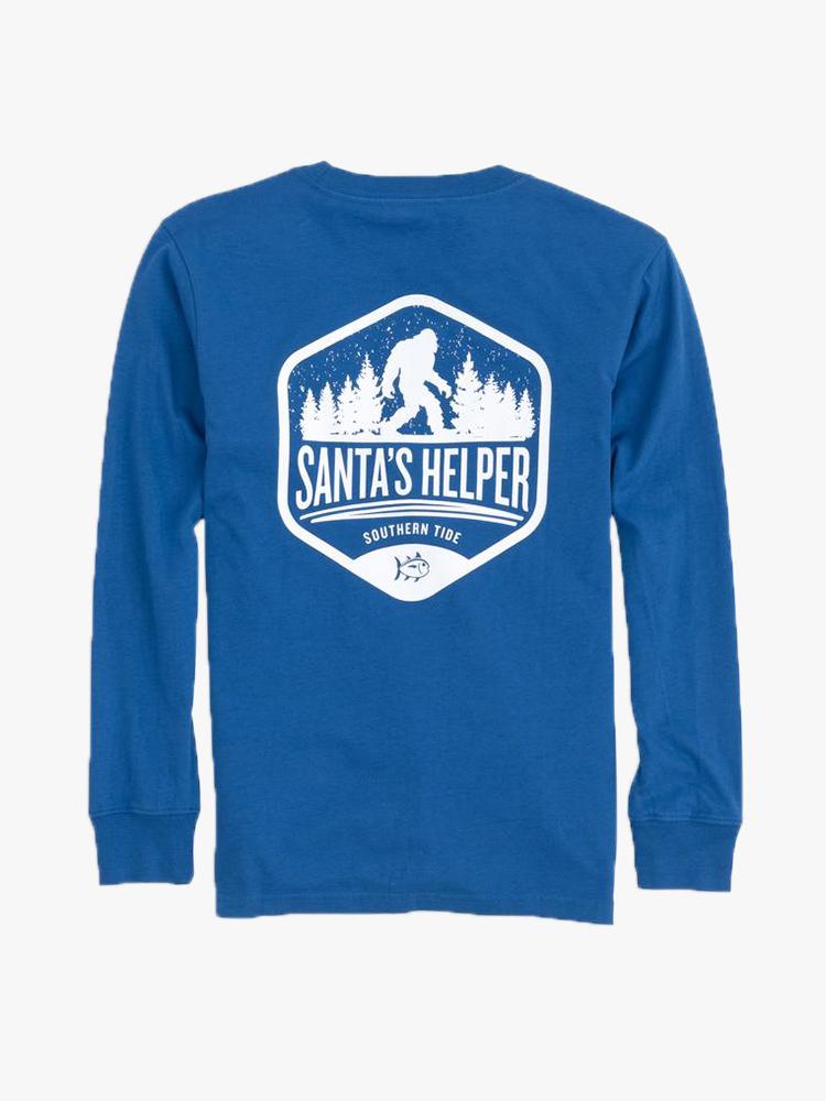 Southern Tide Boys’ Long Sleeve Santa’s Helper T-Shirt - Saint Bernard