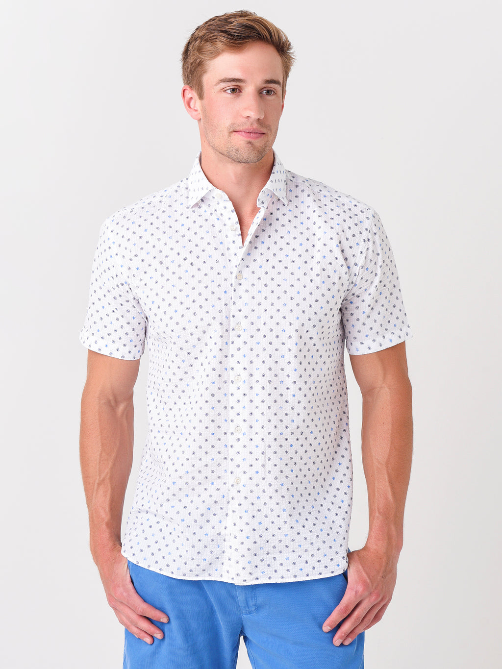 Miller Westby Men's Know Blue Short Sleeve Shirt - Saint Bernard
