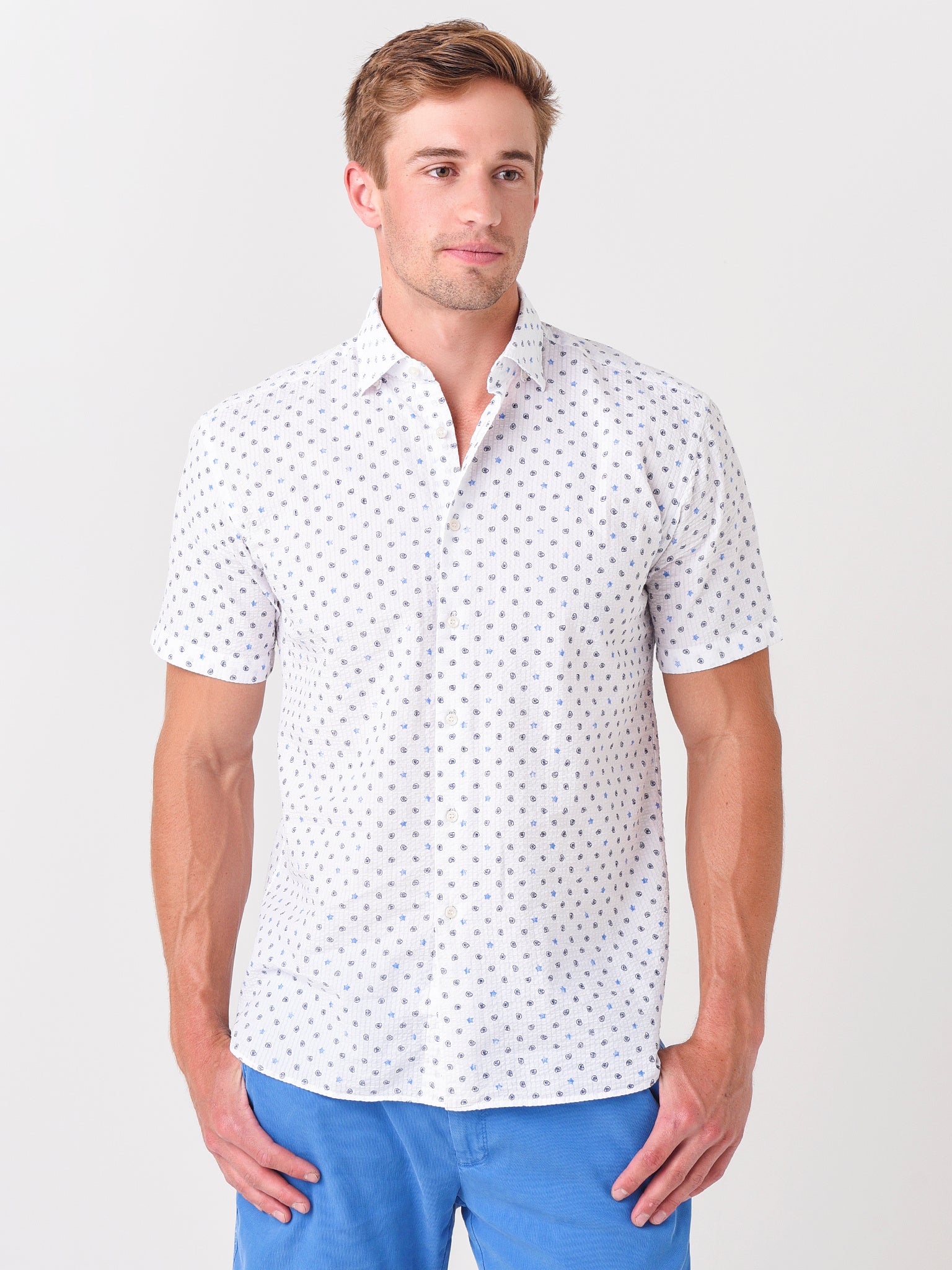 Miller Westby Men's Know Blue Short Sleeve Shirt - Saint Bernard