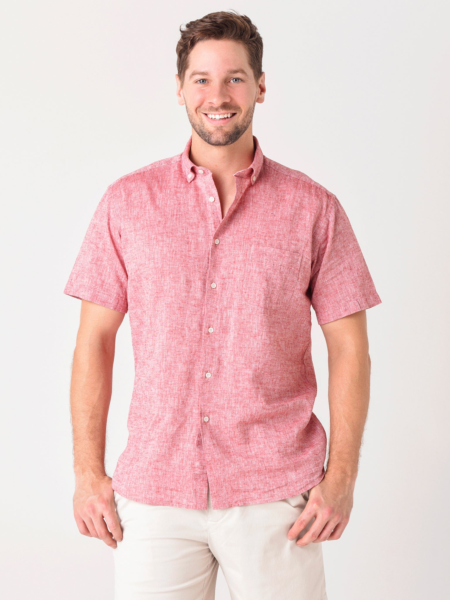 Miller Westby Men's Duncan Red Short Sleeve Shirt - Saint Bernard