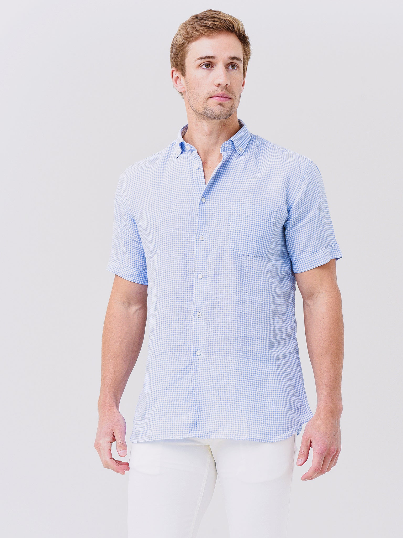 Miller Westby Men's Ethan Short Sleeve Button-Down Shirt - Saint Bernard