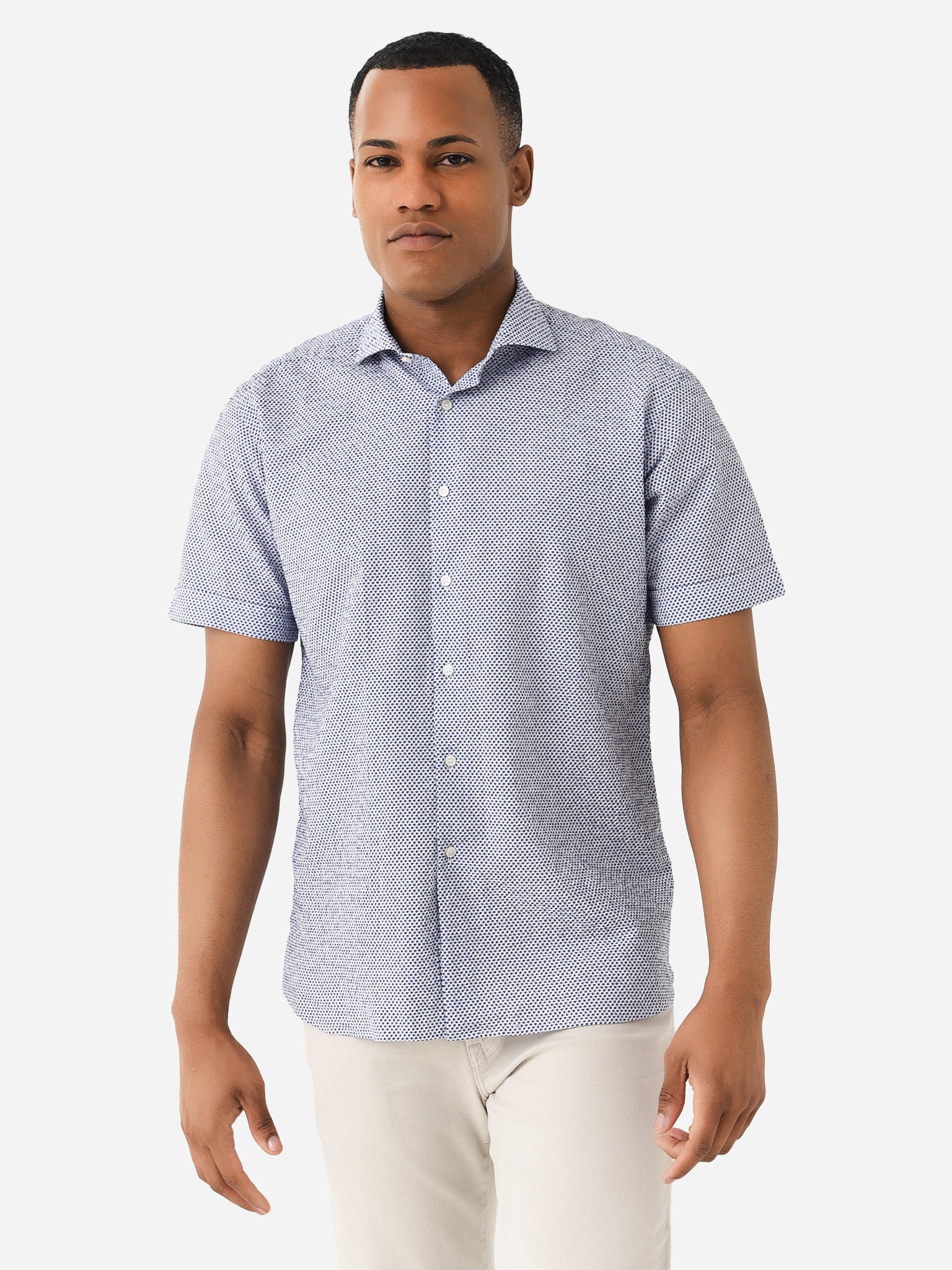Miller Westby Men's Jacquish Short Sleeve Button-Down Shirt - Saint Bernard