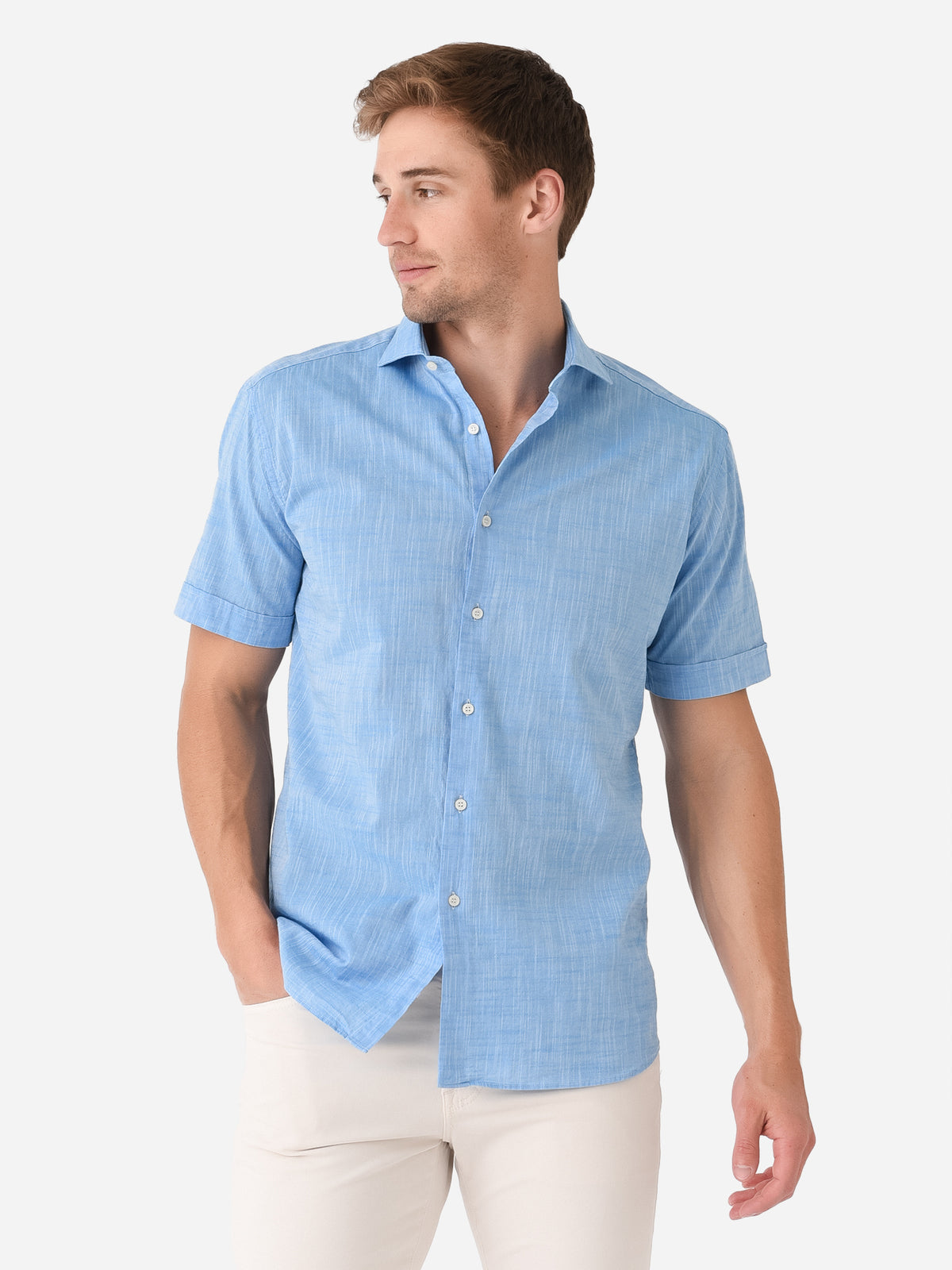 Miller Westby Men's Preston Short Sleeve Button-Down Shirt - Saint Bernard