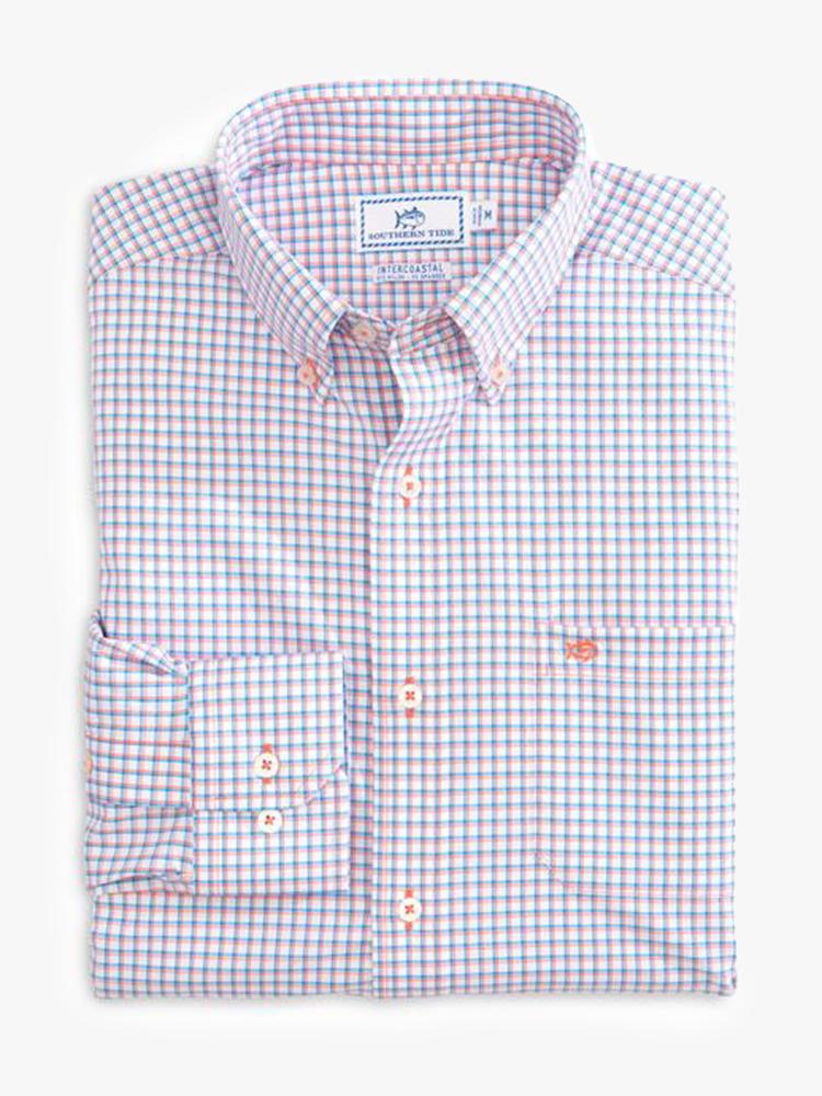 Southern Tide Men's Long Sleeve Inter Coastal Awash Check Sport Shirt - Saint Bernard