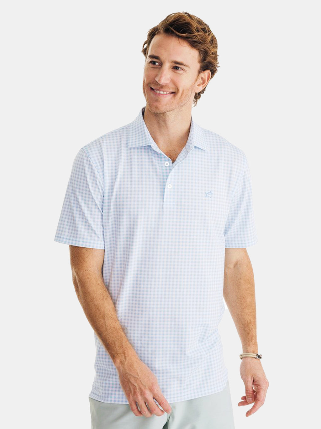 Southern Tide Men's Gingham Driver Performance Polo - Saint Bernard