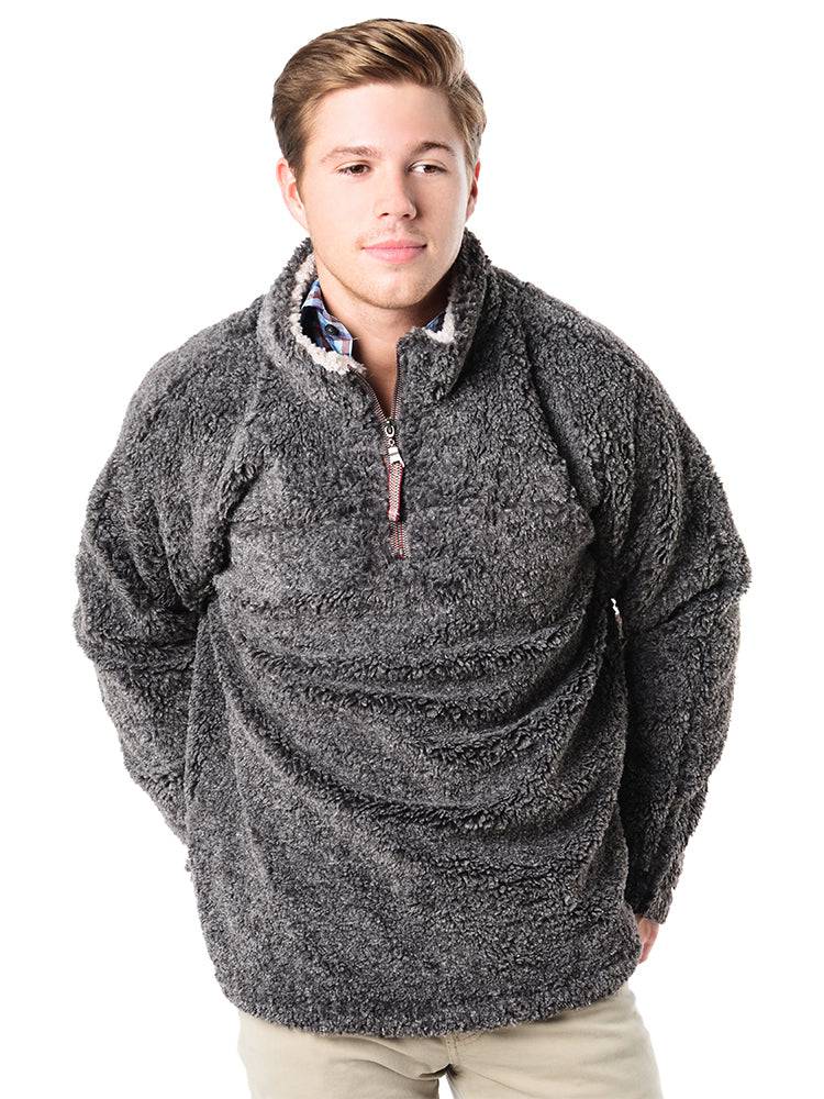 True Grit Men's Luxe Heather Melange Shearling 1/4 Zip Pullover - Saint Bernard