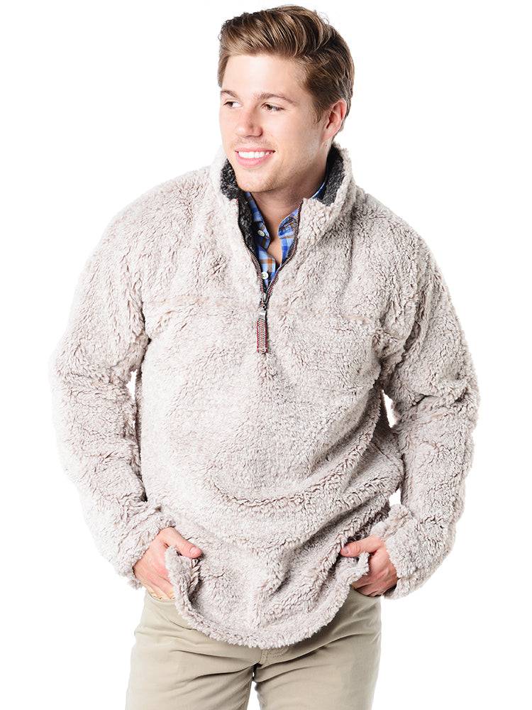 True Grit Men's Luxe Heather Melange Shearling 1/4 Zip Pullover - Saint Bernard