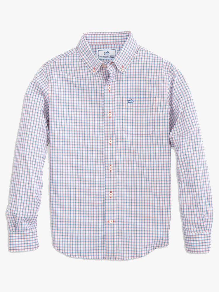 Southern Tide Boys’ Check Intercoastal Button Down Shirt - Saint Bernard