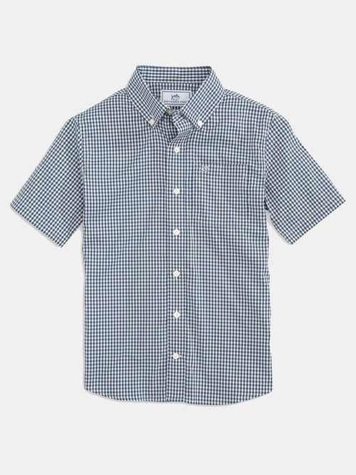 Southern Tide Boys' Short Sleeve Intercoastal Gingham Button Down Shirt