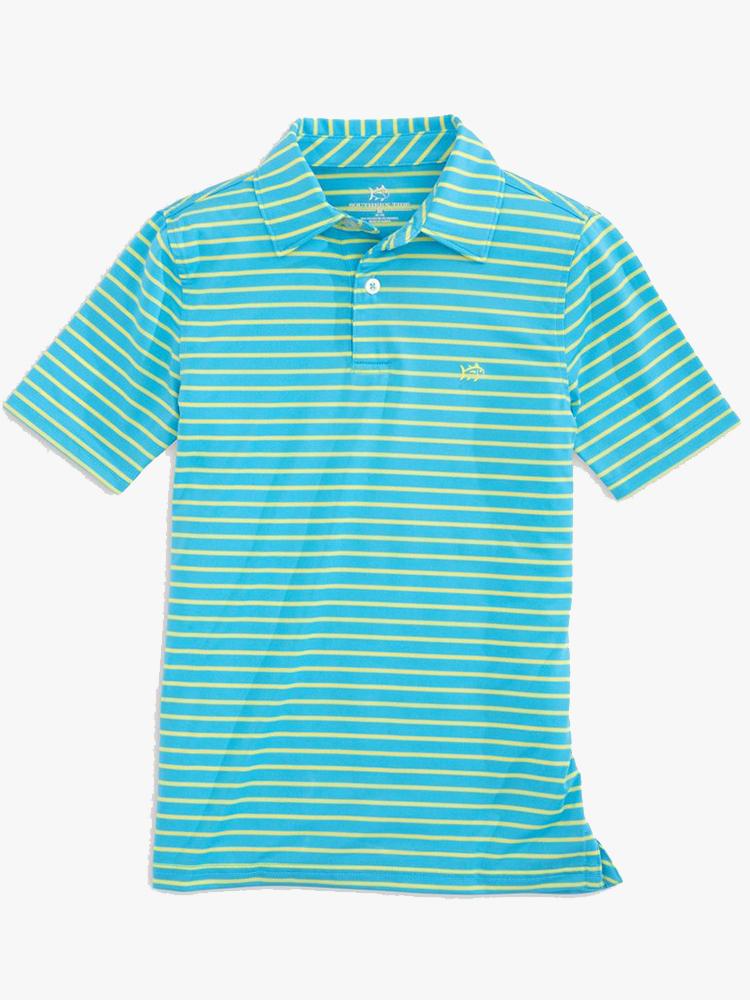 Southern Tide Boys’ Striped Driver Performance Polo - Saint Bernard