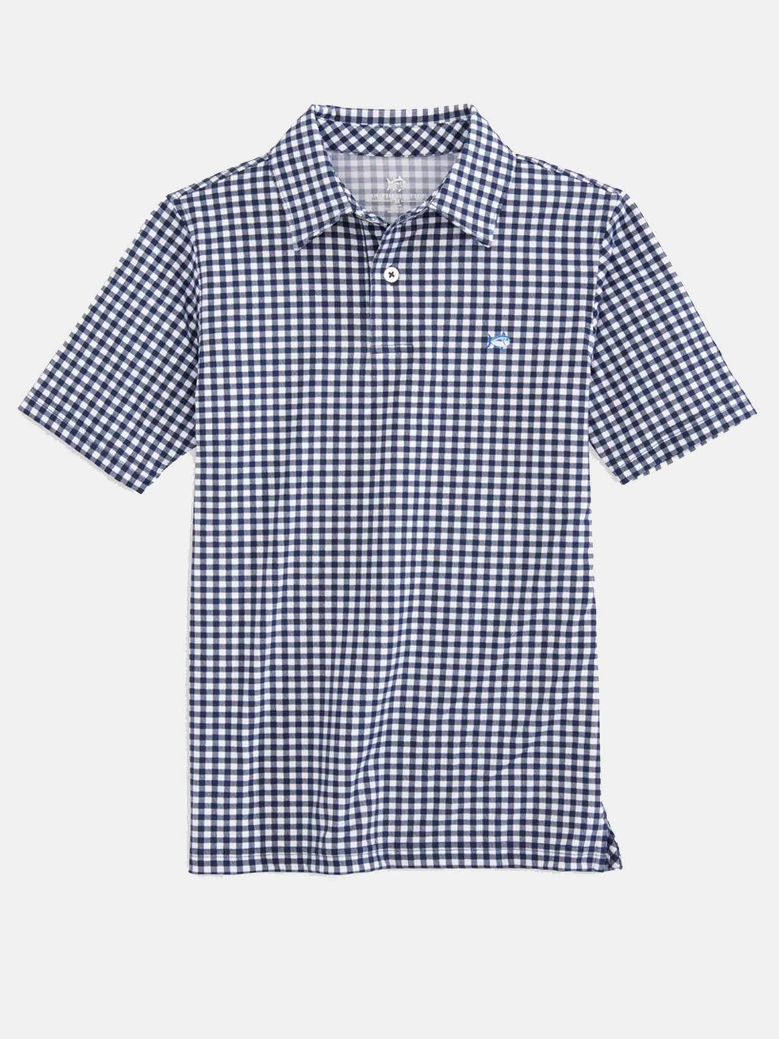 Southern Tide Boys' Gingham Driver Performancer Polo Shirt - Saint Bernard