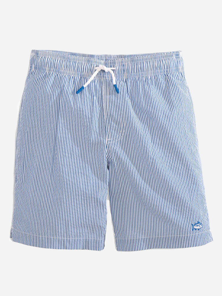 Southern Tide Boys' Seersucker Swim Trunk - Saint Bernard