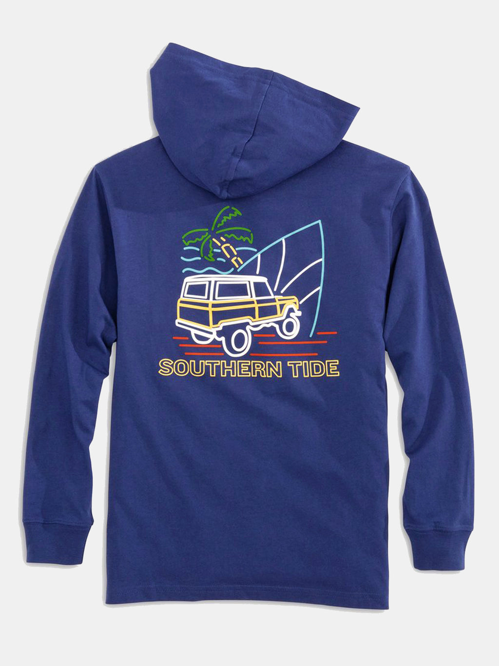 Southern Tide Boys' Neon Beach Long-Sleeve Hoodie T-Shirt - Saint Bernard