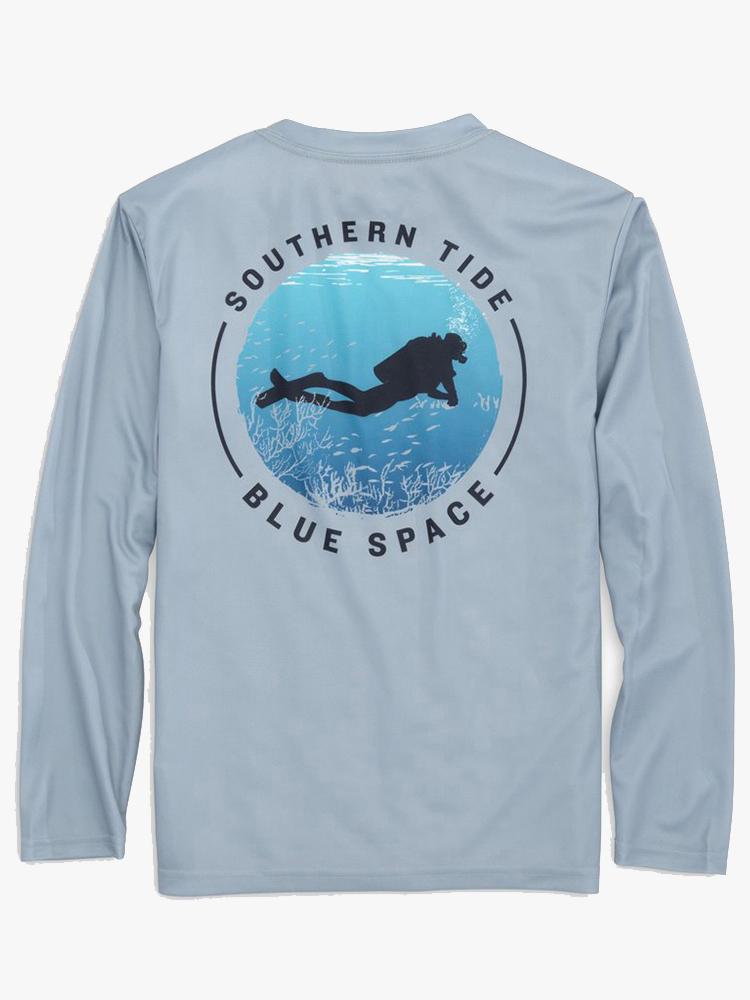 Southern Tide Boys’ Blue Space Diver Performance Long Sleeve T-Shirt