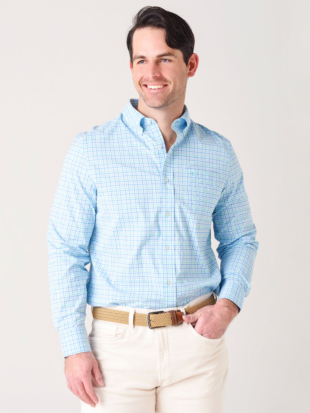 Southern Tide Men's Tattersall Intercoastal Classic Performance Sport Shirt - Saint Bernard