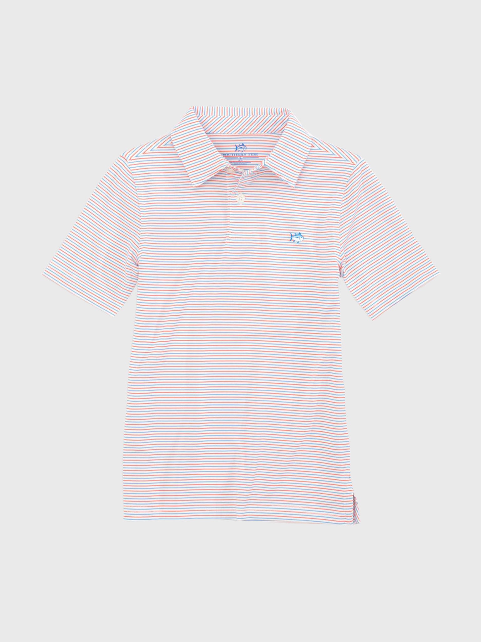 Southern Tide Boys' Driver Micro Striped Performance Polo - Saint Bernard