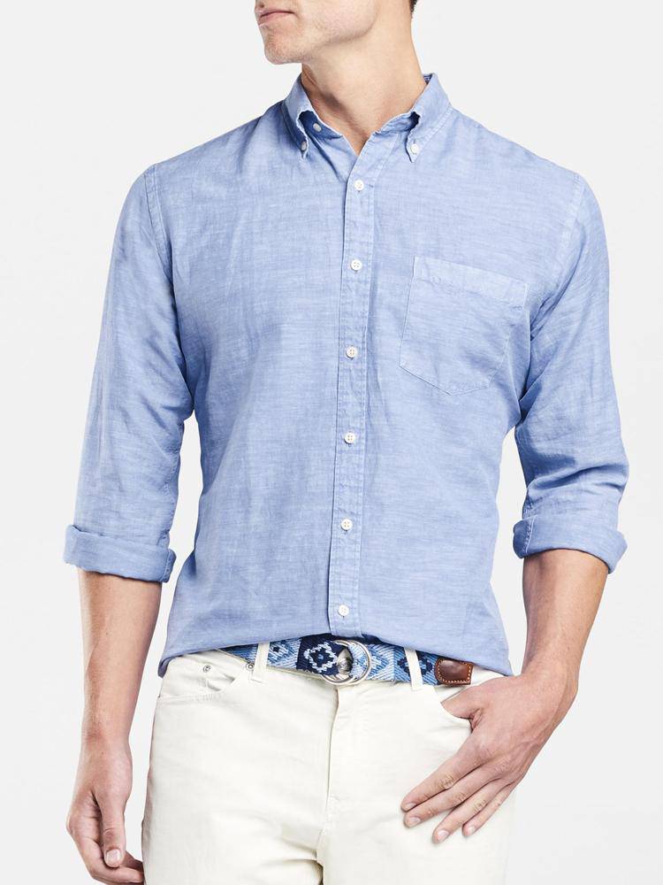Peter Millar Men's Garment Dyed Solid Vintage Button Down - Saint Bernard
