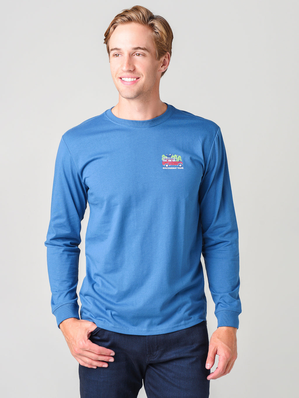 Southern Tide Men's Long Sleeve Truck Waves T-Shirt - Saint Bernard
