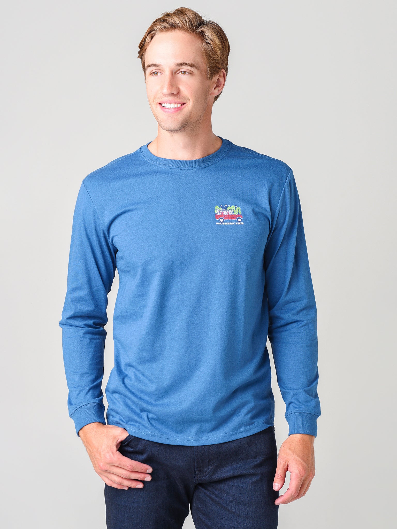 Southern Tide Men's Long Sleeve Truck Waves T-Shirt - Saint Bernard
