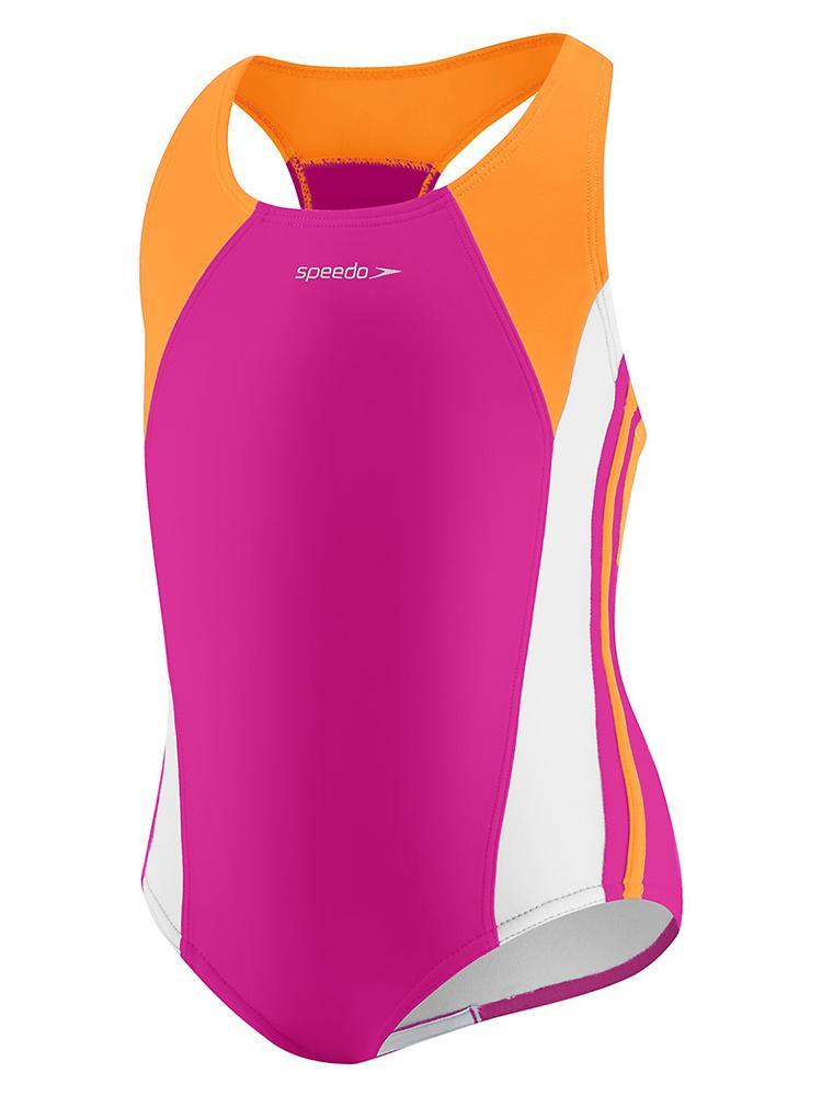 Speedo Girls' 4-6x Infinity Splice Swimsuit - Saint Bernard