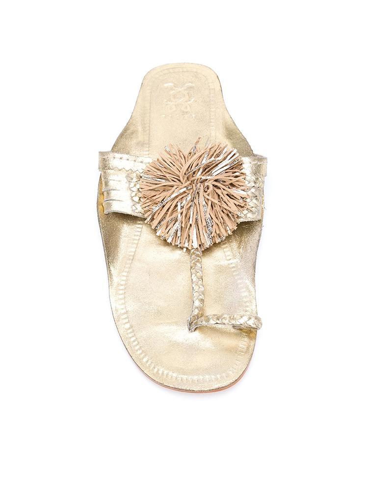 Glistening Choices: Figue Gold Sandals
