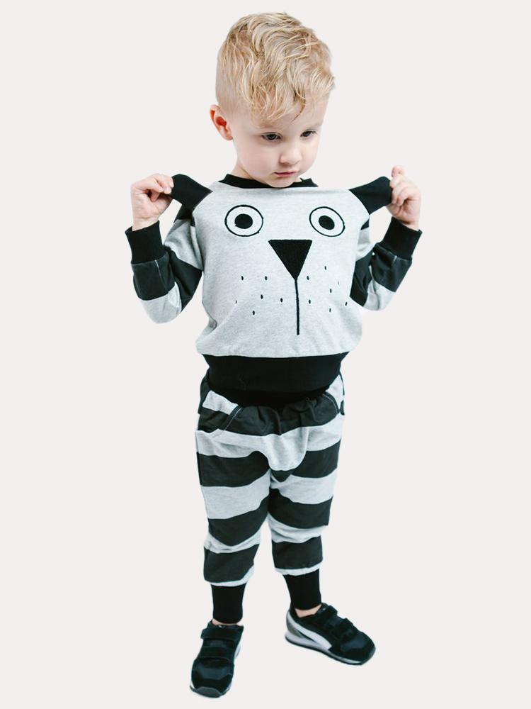 Doe A Dear Long Sleeve Pup Face With Ears Crew Neck - Saint Bernard